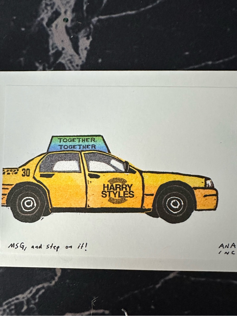 HARRY STYLES - TAXI - Ana Inciardi Mini Print - rare nyc pop up print